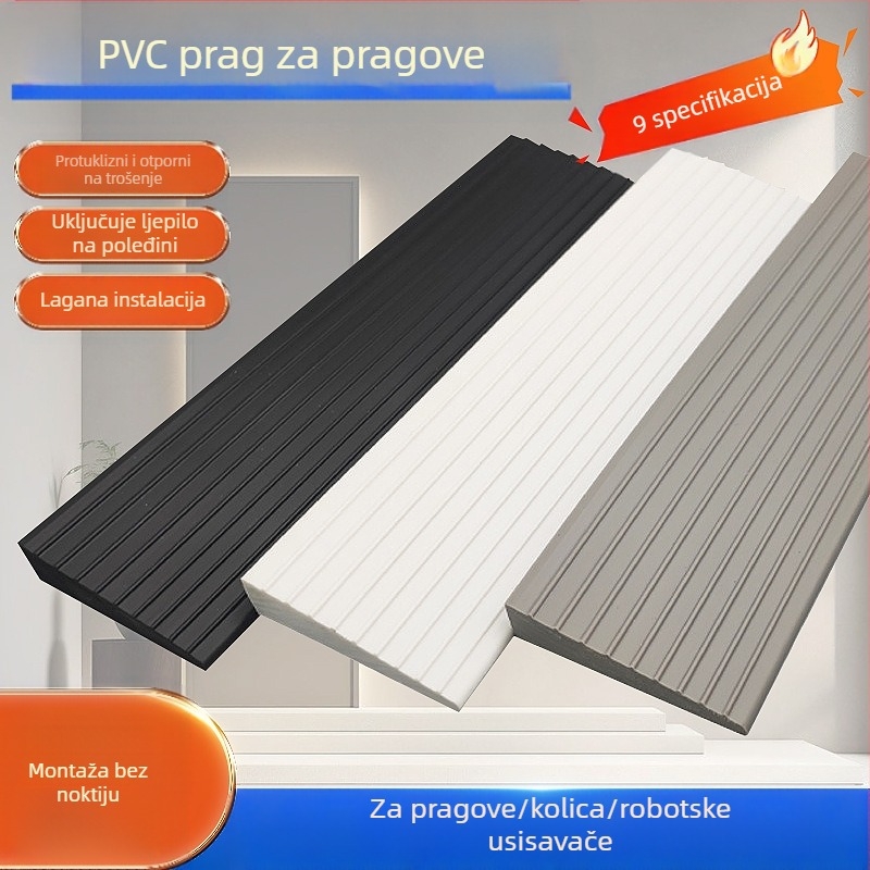 PVC mekani samoljepljivi nagibni mat za robote usisivače, pragovi trake za unutarnja vrata, vodootporan, protuklijazan, otporan na habanje, debljina 25 mm