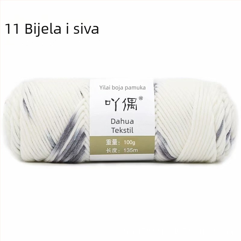 Zamiješena vunena skein s gradientom mliječnog pamuka, ring-spinning, za ručno pletenje, pletenje, tkanje i šivanje