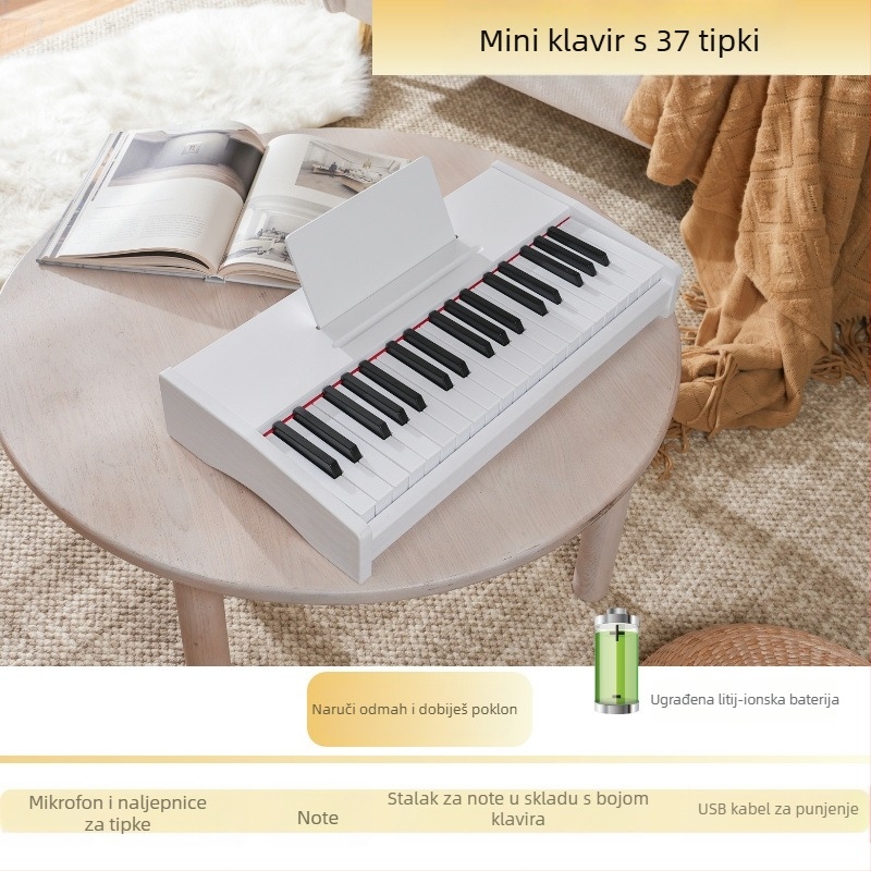 LECHEN prijenosna drvena elektronička klavijatura za djecu, model 25-tipki/37-tipki
