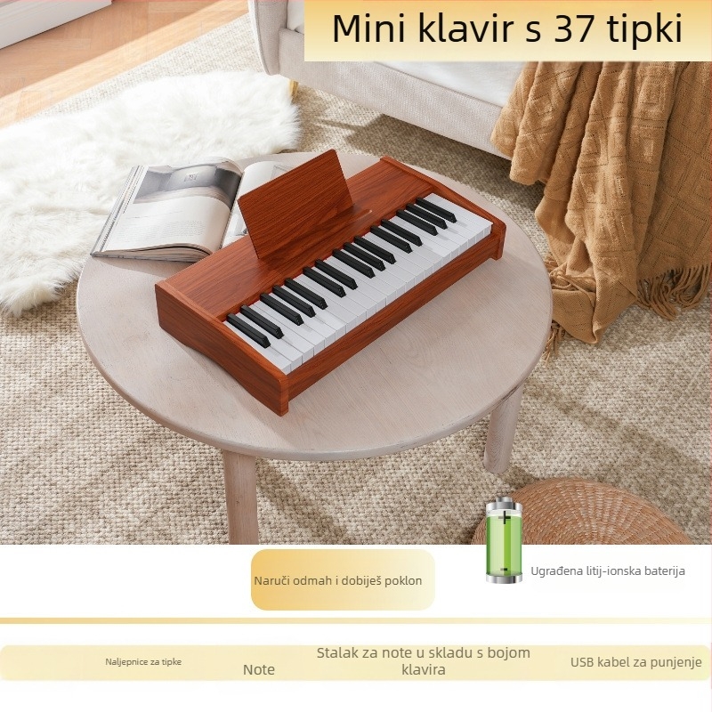 LECHEN prijenosna drvena elektronička klavijatura za djecu, model 25-tipki/37-tipki