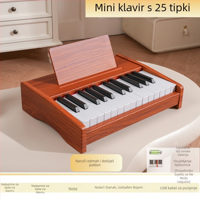 LECHEN prijenosna drvena elektronička klavijatura za djecu, model 25-tipki/37-tipki