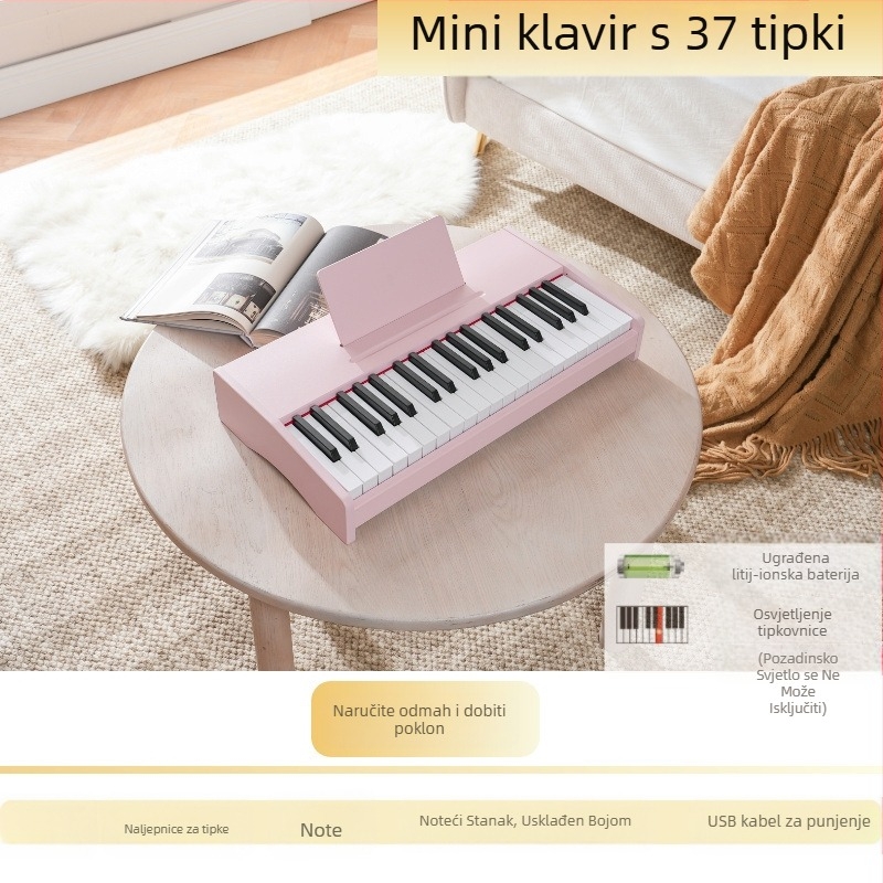 LECHEN prijenosna drvena elektronička klavijatura za djecu, model 25-tipki/37-tipki