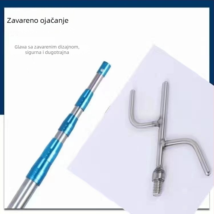 Teleskopski rod za odjeću od nehrđajućeg čelika s kukom – za vješalice, hlače i kravate (Teleskopski; Nehrđajući čelik)
