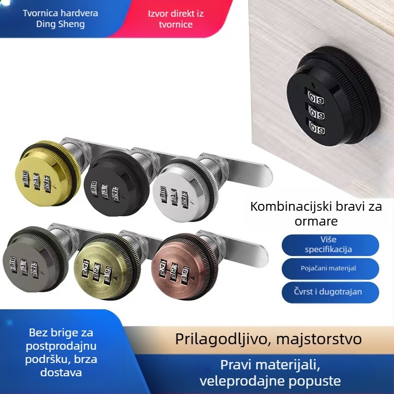 Brava za ormarić s kodom Jia Shundi, model 006, od cinkove legure, za ormariće i uredske stolove