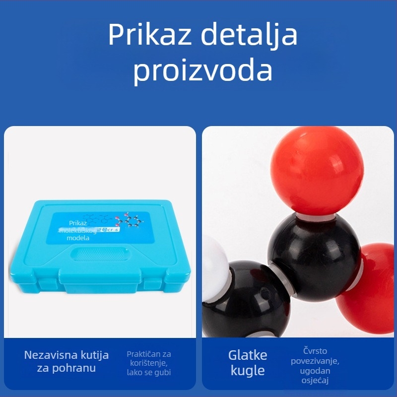 Kemijski organski molekularni model s lopticama i štapićima za demonstracije u srednjoj školi