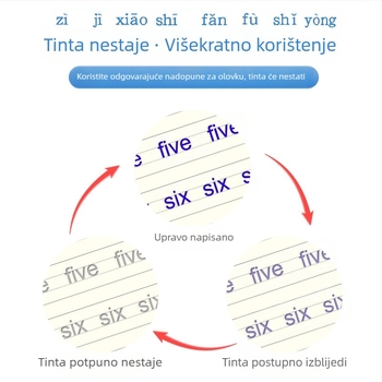 Žljebasta knjiga za vježbanje pisanja za englesku djecu — Ecchi, serija English children practice copybook; materijal: bijeli karton; pogodno za mastilo sa slabim otapalima; IP dozvola: Ne (Brand: Ecchi; Series: English children practice copybook; Material