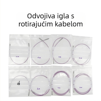 Igla za pletenje: odvojiva kružna igla s rotirajućim prstenom i dodatkom za užicu, za kućnu upotrebu