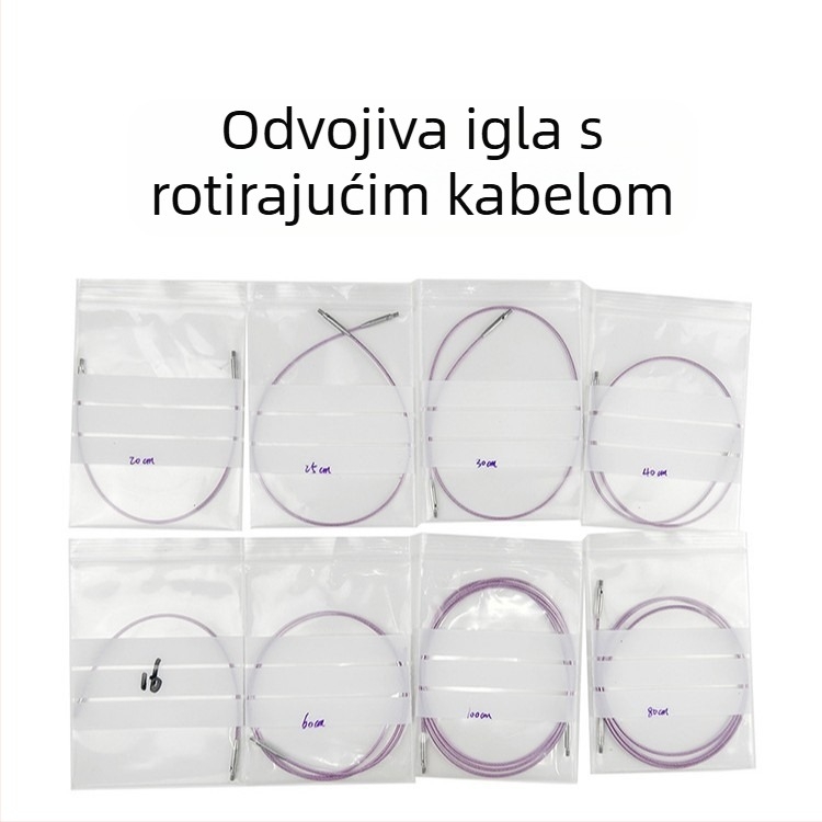 Igla za pletenje: odvojiva kružna igla s rotirajućim prstenom i dodatkom za užicu, za kućnu upotrebu