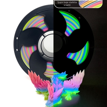 Svijetleći PLA filament za 3D tiskanje, promjer 1,75 mm, kružni presjek, marka Toksen 3D
