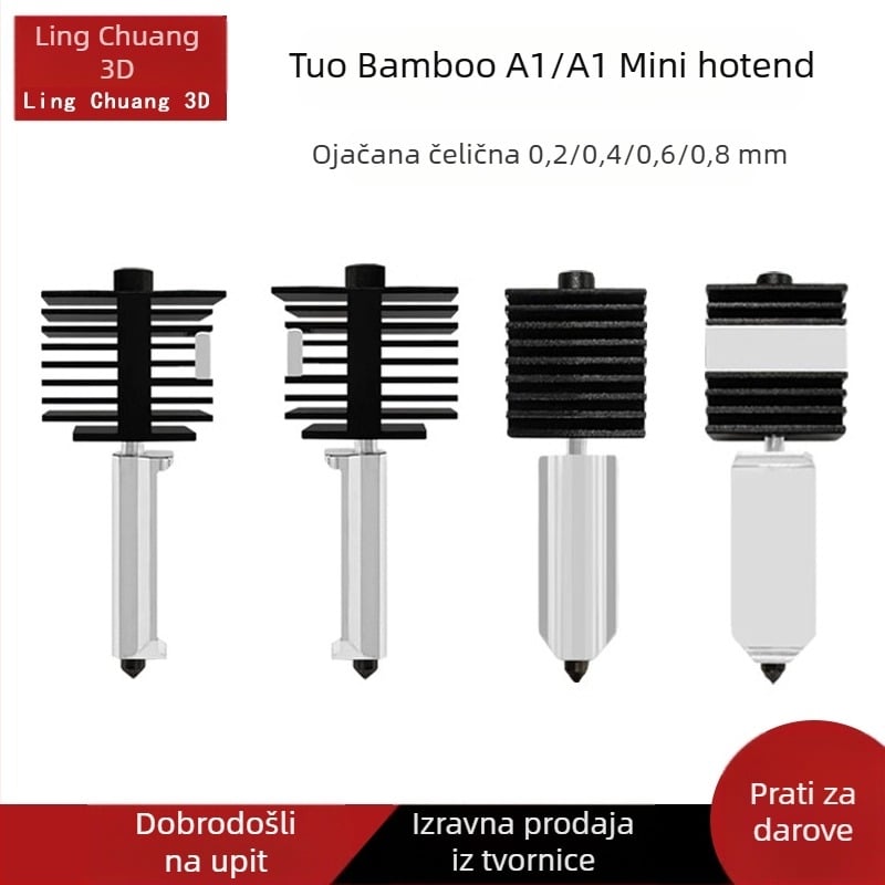 A1/A1mini nadograđena hot-end sklop s odvojivom mlaznicom od tvrde čelika i silikonskim kućištem otporan na visoke temperature