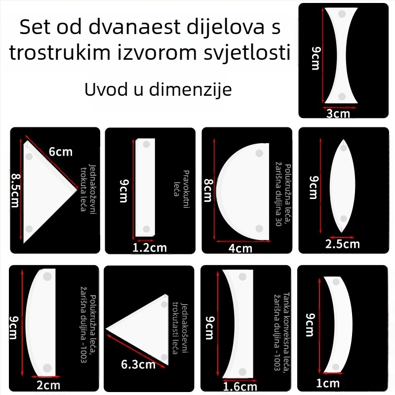 Liuxin Magnetski privlačni izvor svjetla, 12-dijelni set za optičke eksperimente iz fizike za srednju školu