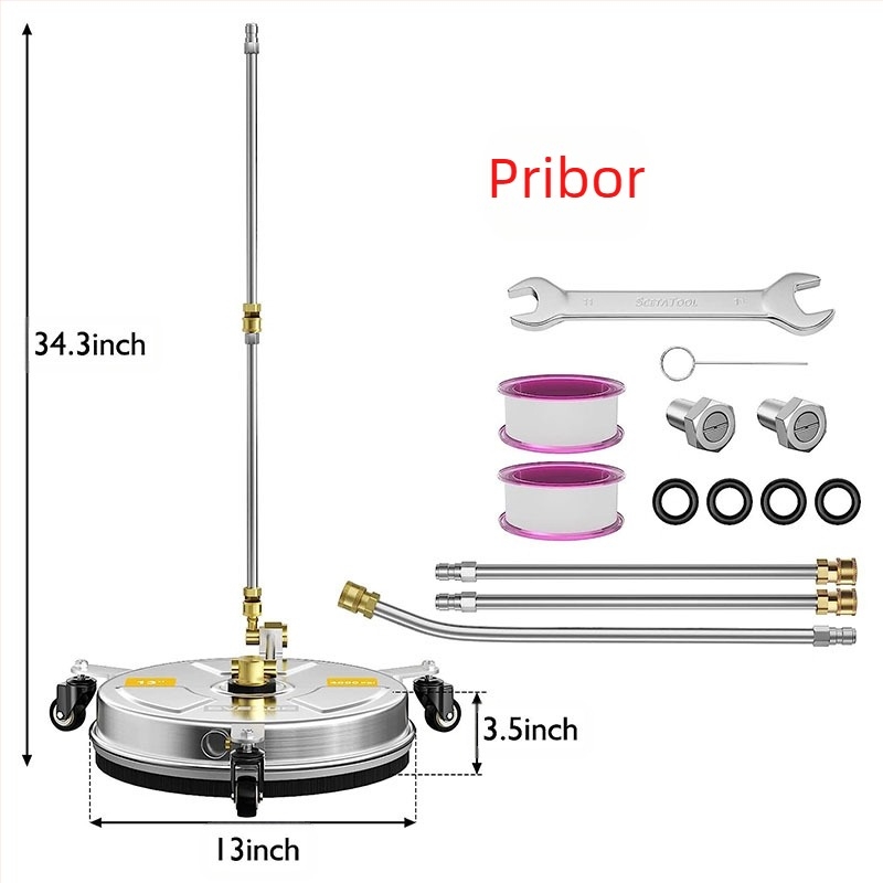 Visokotlačni čistač od nehrđajućeg čelika, dvostruko namijenjen, prilagodljivi čistač za šasiju i pod, bakrena glava, ručka od nehrđajućeg čelika, 4000 psi, domet prskanja 10 m