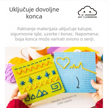 Dječja ploča za šivanje i navlačenje konca — edukativna puzzle za koncentraciju i logičko razmišljanje — paket DIY od netkanog materijala