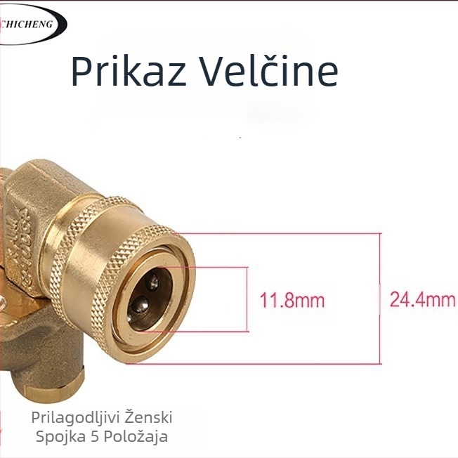 Visokotlačna vodena pištolja s 7-stupanjskim podešavanjem i 5-stupanjskim kutnim priključkom, čista bakar, 4500 psi