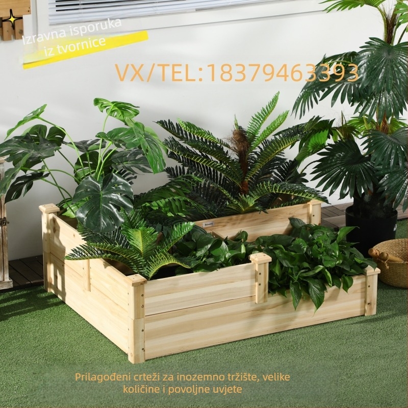 Drvena kutija za cvijeće, podna stojeća, pastoralnog stila, za kućno vrtlarenje i balkonsko vrtlarstvo s povrćem