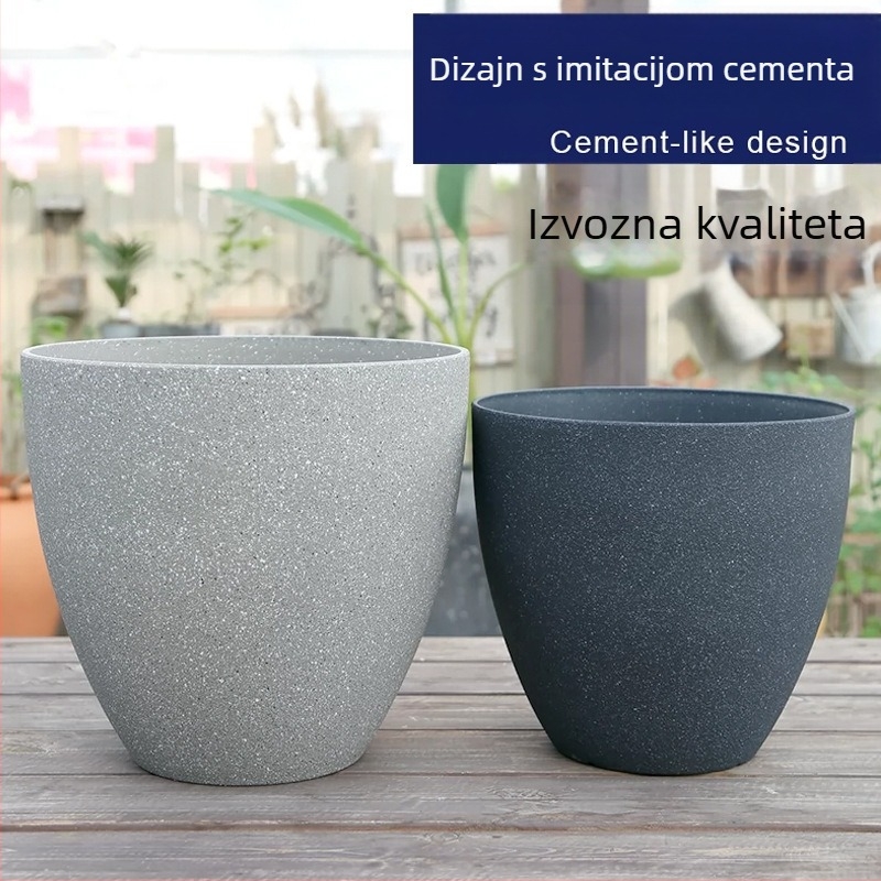 Saksija od smole, prozračna, otporna na koroziju i čvrsta; za stol ili pod.