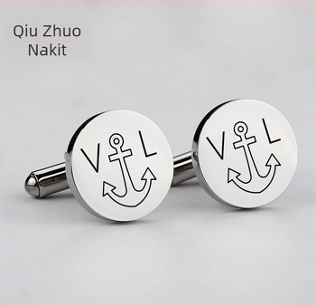 Okruglo ogledne nehrđajuće čelične frančuske manžetne kopče s gravurom, prilagodljive muškim košulama