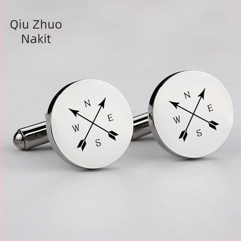 Okruglo ogledne nehrđajuće čelične frančuske manžetne kopče s gravurom, prilagodljive muškim košulama