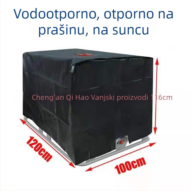 Pokrov IBC spremnika vode, kvadratni oblik, tkanina 210D/420D Oxford s PU srebrnim premazom, prašno-zaštitno, vodonepropusno i UV-otporno, pakiranje 30 kom