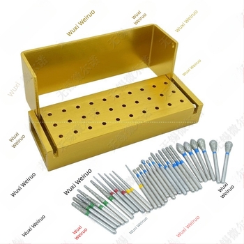 Zubni set s 30 karborundnih burs-a, držačem za burs, kutija visokog brzinskog bušilica i polirajuće/brusne glave — pakiranje u 200 kutija