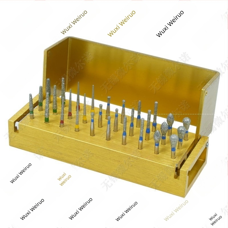 Zubni set s 30 karborundnih burs-a, držačem za burs, kutija visokog brzinskog bušilica i polirajuće/brusne glave — pakiranje u 200 kutija