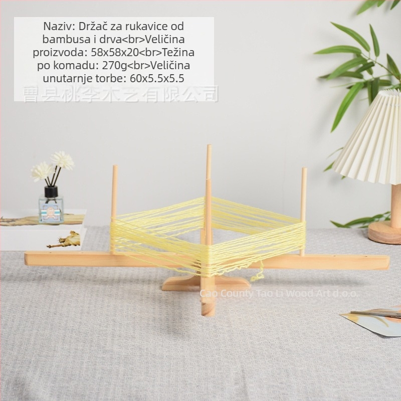 Drveni držač za vunu, rotirajući, ručno izrađeno, masivno drvo, moderni minimalistički stil – Peach & Plum