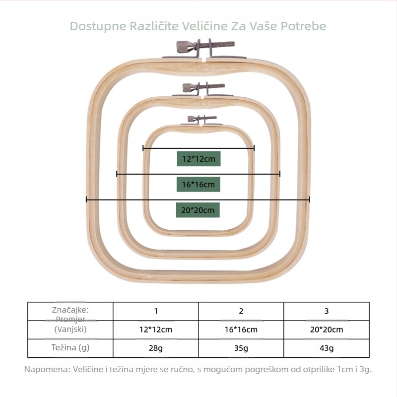 Kvadratni bambusni okvir za križno šivanje, kineski stil