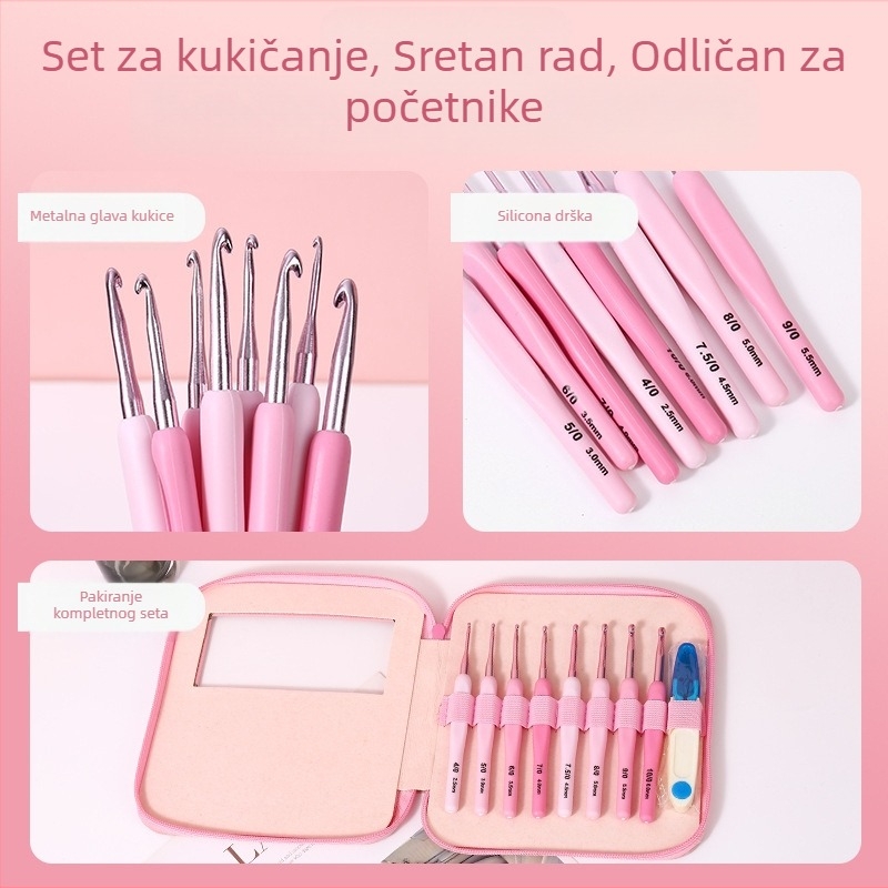 Set od 8 kukica za kukičanje s mekim držačima za pletenje pulovera — Yan Jin, prilagodljivo procesiranje, 230 g