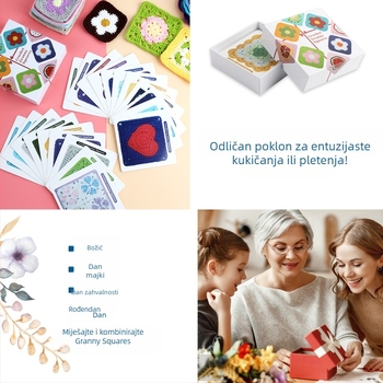 Komplet za kukičanje za početnike s motivima bakinih cvjetova u karom uzorku, uz tutorijal, različiti stilovi, 50 kom., 250 g, moderan stil