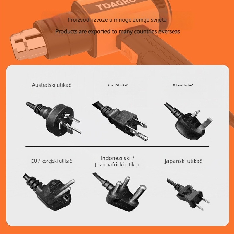 Digitalno regulirana pistola za vrući zrak, 2000W, 220-240V, 50-650°C, Zaštita od pregrijavanja