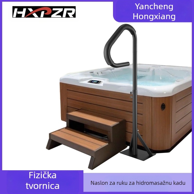 Aluminijski rukohvat za hidromasažnu kadu, otporan na koroziju, s dizajnom spa s koracima, za unutarnju i vanjsku upotrebu, s kliznom montažnom bazom.