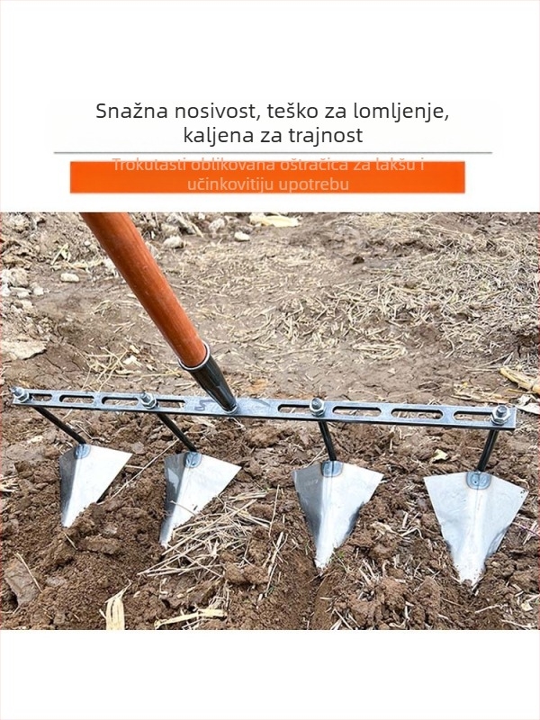 Prilagodljiva trokutasta motika za kopanje kanala; prozračivanje tla