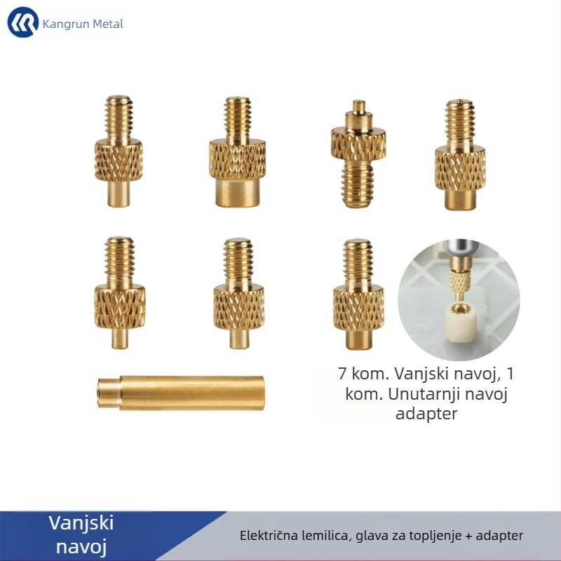 Osmostruki set bakrenih toplovodnih glava za presovanje matica, za ugrađene alate u 3D printerima (M2–M8)