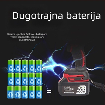Električni udarni odvijač s punjivom litijskom baterijom, 21V, 3500 udara, zatezanje standardnih vijaka do 10 i vijaka visoke čvrstoće do 20