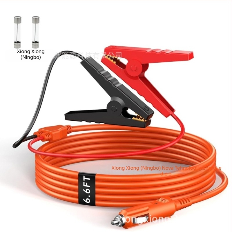 Bear 14 AWG Kabel za punjenje automobila s utičnicom za upaljač i klipom za bateriju u obliku krokodila, PVC oklop, Napajajući kabel za punjenje vozila: automobili, RV, motocikli, brodovi, prikolice, traktori, kamioni