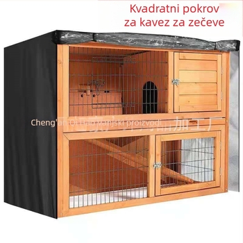 Poklopac za kavez za zeca, kvadratičnog oblika, od tkanine 210D Oxford s PU srebrnim premazom, prašinu otporan, vodootporan i UV zaštita, logo tiskani, u vodootpornoj torbi za pohranu sa zatvaračem