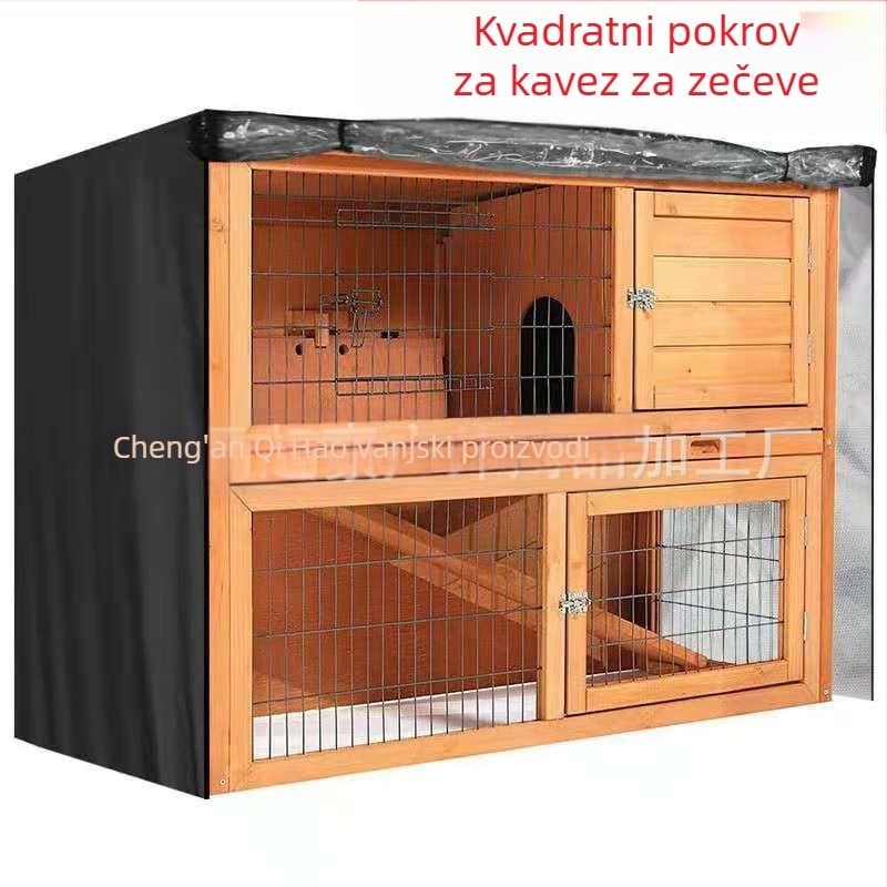 Poklopac za kavez za zeca, kvadratičnog oblika, od tkanine 210D Oxford s PU srebrnim premazom, prašinu otporan, vodootporan i UV zaštita, logo tiskani, u vodootpornoj torbi za pohranu sa zatvaračem