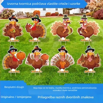 Dekoracija za Dan zahvalnosti: ljuljajući zemaljski znak s puricom i bundevom za vanjski travnjak, zabava — marka 25425, težina 100 g, nije uvezeno