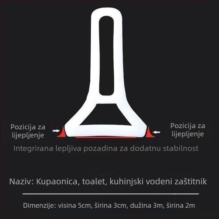 T-oblik silikonova traka za kupaonicu za integrirani tuš prostor – samoljepljiva, vodootporna barijera za suho-mokro odvajanje