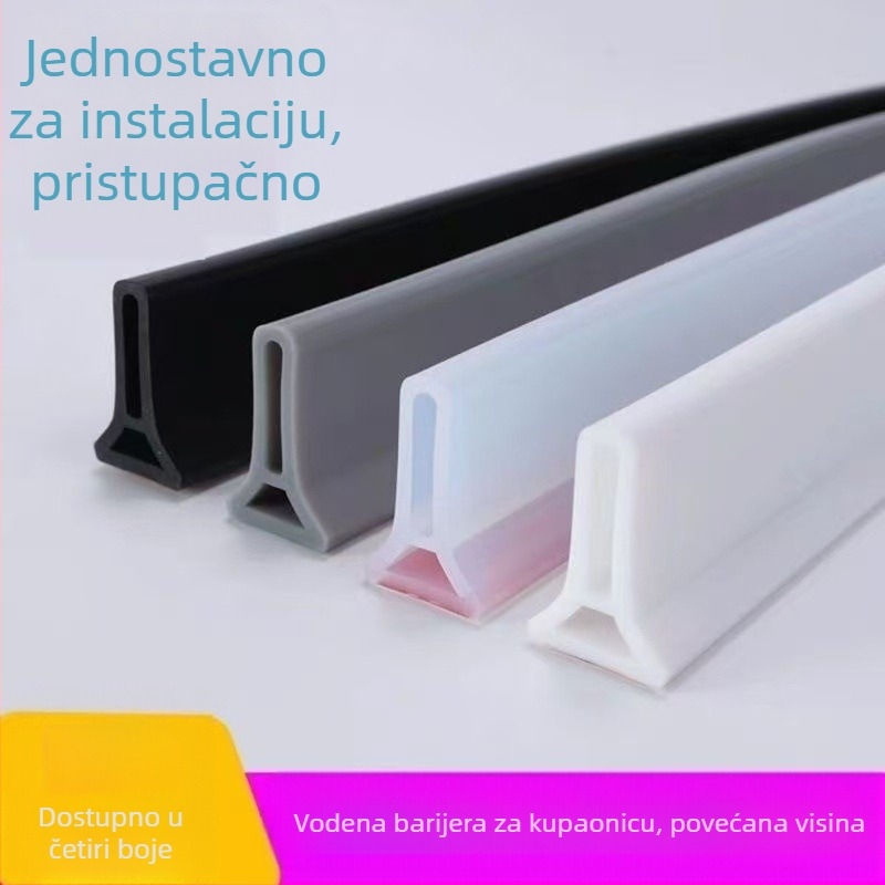 T-oblik silikonova traka za kupaonicu za integrirani tuš prostor – samoljepljiva, vodootporna barijera za suho-mokro odvajanje