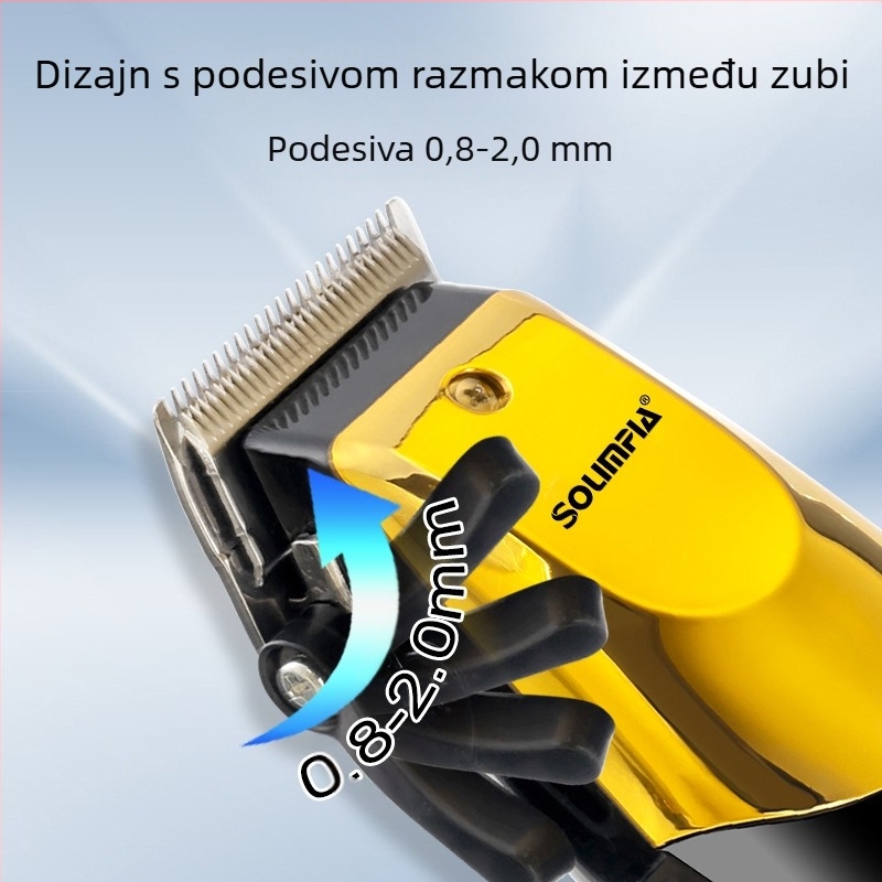Električni šišač za kosu s digitalnim zaslonom, bežični, motor s četkicama, oštrice od nehrđajućeg čelika, ugrađena baterija 1000-1200 mAh