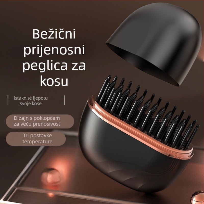 Mini bežični češalj za ravnanje kose – prijenosan, dvostruki za ravnanje i uvijanje, keramičko grijanje, 25W, stiliziranje za 3–5 minuta