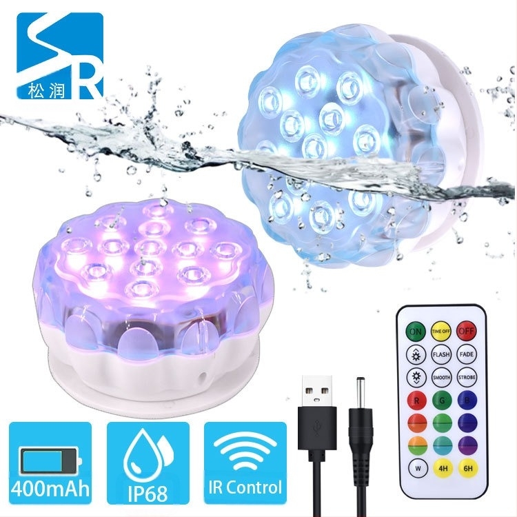 Potopna LED svjetiljka s daljinskim upravljanjem, 5V ulaz, 13 LED dioda, IP68 vodootporna, životni vijek 30.000 sati, za akvarije i vodene ukrase