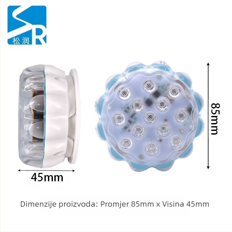 Potopna LED svjetiljka s daljinskim upravljanjem, 5V ulaz, 13 LED dioda, IP68 vodootporna, životni vijek 30.000 sati, za akvarije i vodene ukrase