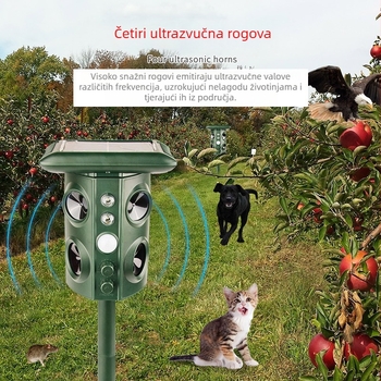 Vanjski repelent za životinje - 12V, 5W, ultrazvučni raspon 13,5–45,5 kHz, model 669A, kolumnasti dizajn