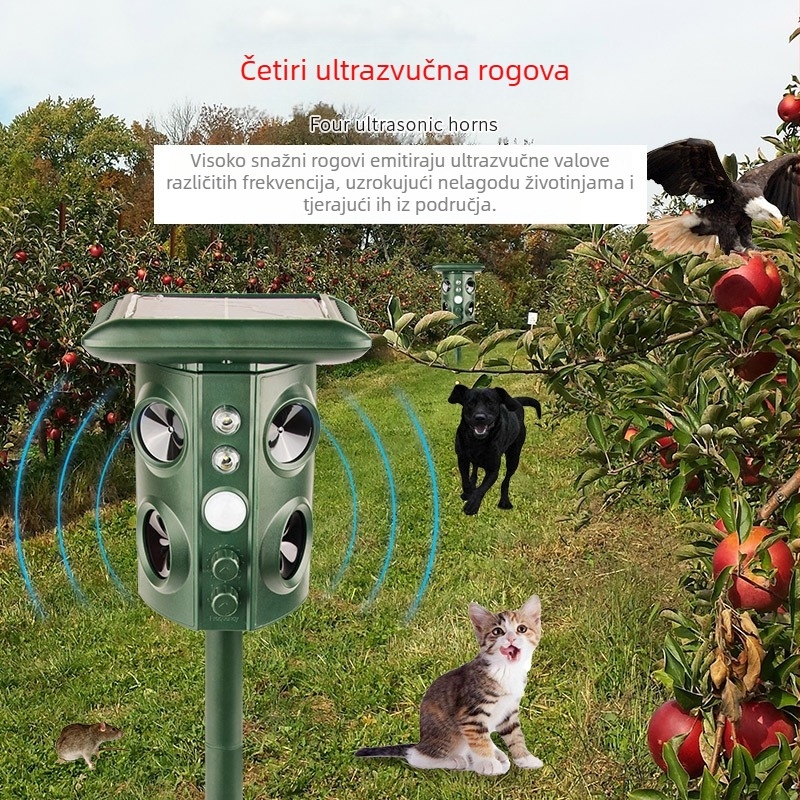 Vanjski repelent za životinje - 12V, 5W, ultrazvučni raspon 13,5–45,5 kHz, model 669A, kolumnasti dizajn