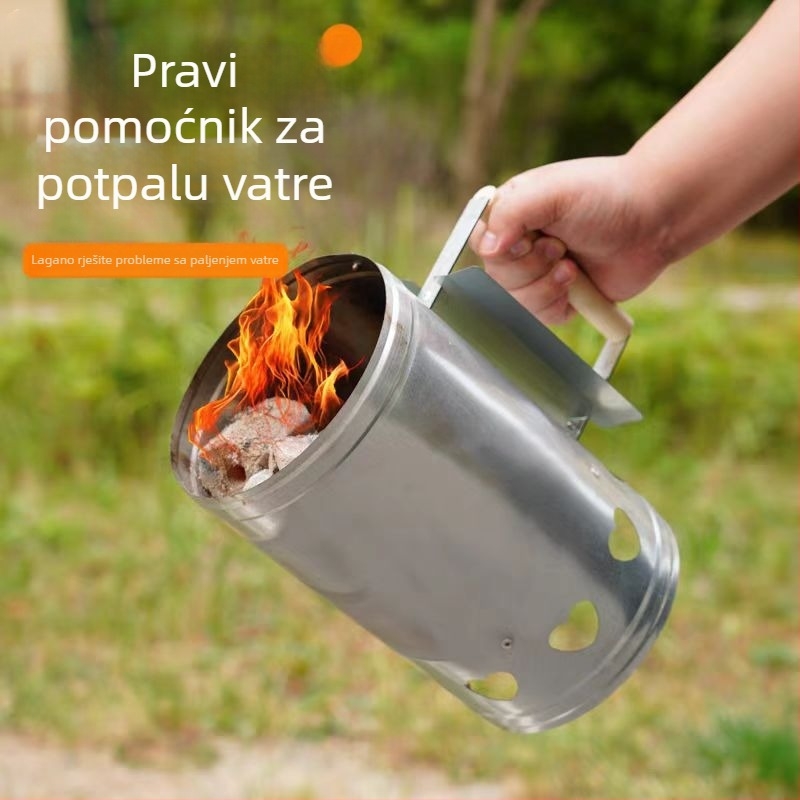 Cijev za paljenje ugljena za roštilj — od željeza, moderan minimalistički dizajn