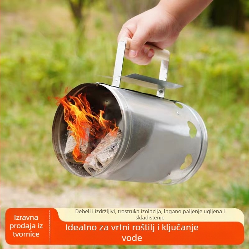 Cijev za paljenje ugljena za roštilj — od željeza, moderan minimalistički dizajn