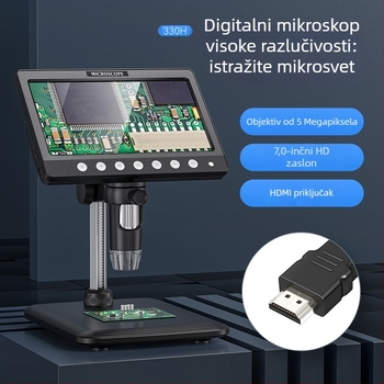 HDMI digitalni mikroskop s ugrađenim zaslonom, 100x povećanje, 2 MP senzor, prijenosni dizajn za elektroniku