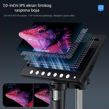 HDMI digitalni mikroskop s ugrađenim zaslonom, 100x povećanje, 2 MP senzor, prijenosni dizajn za elektroniku